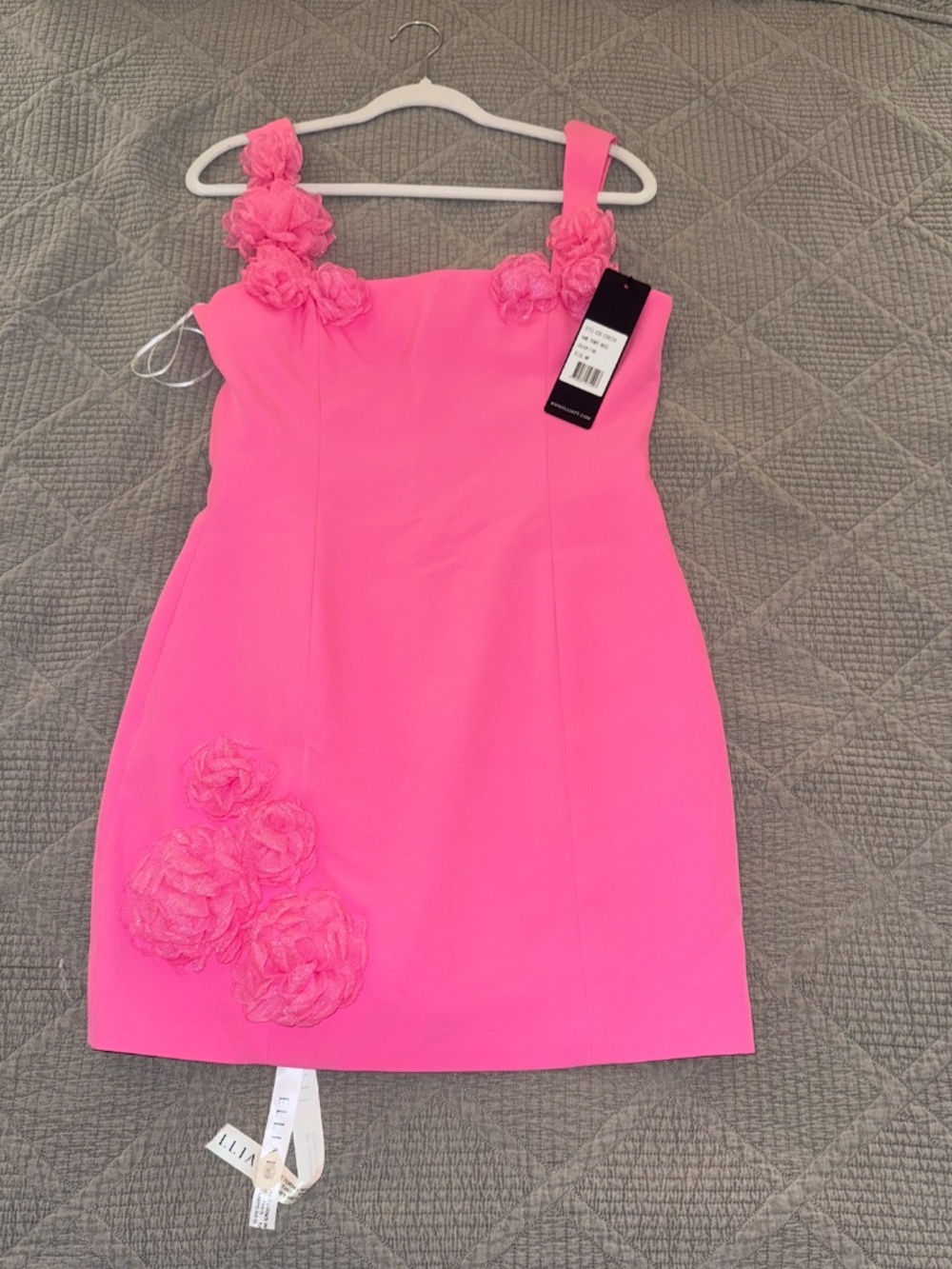 ELLIATT Trompe Dress in Pink Floral Applique Mini - New With Tags NWT - Picture 2 of 4
